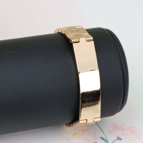 "Sleek Rose Gold Plated Bracelet in Polished Bold Panel Design, XPBL1133 - Picture 7 of 12